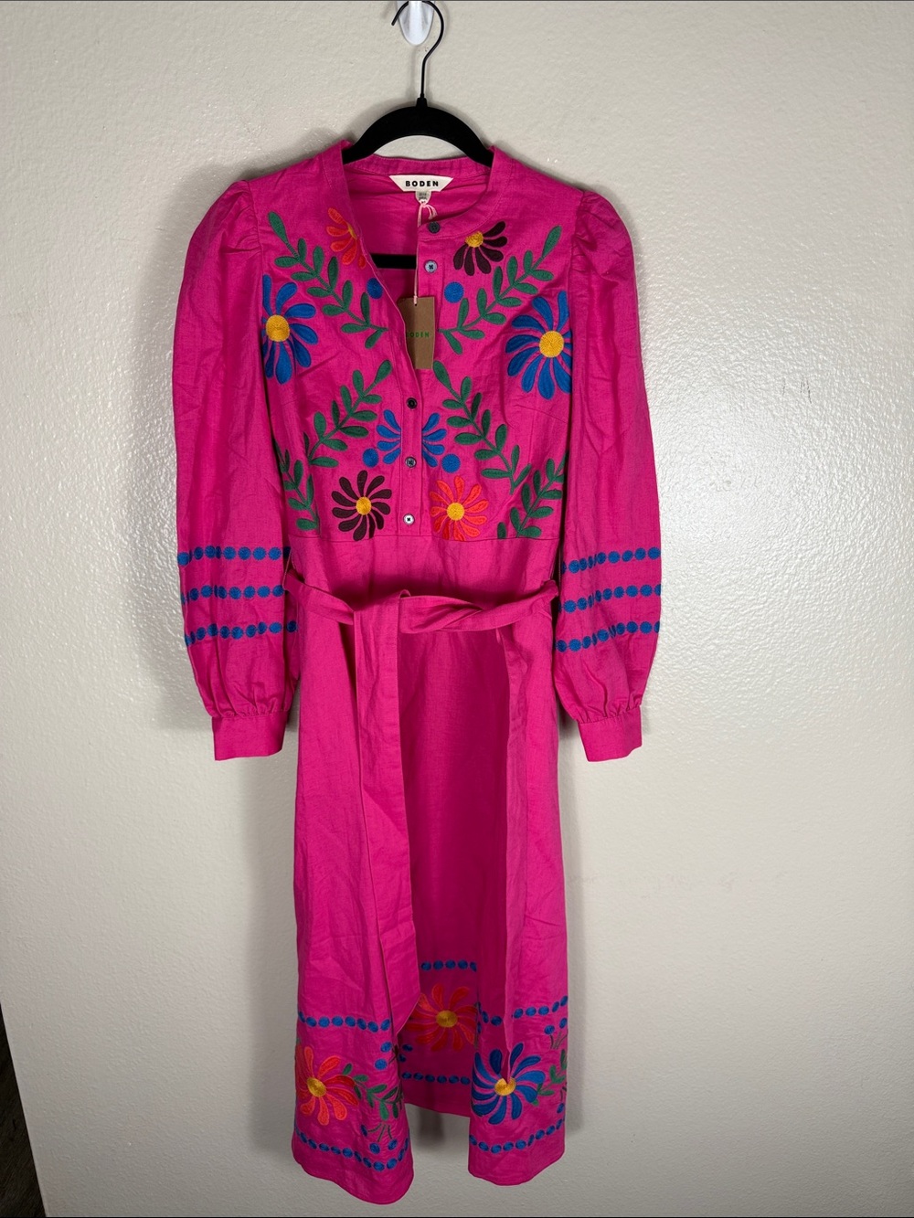 Boden Fuchsia Pink Embroidered Midi Dress - Picture 6 of 11